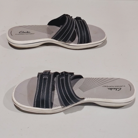Clarks Cloudstepper Breeze Black and White Slide Sandals Size 11M - Picture 5 of 13